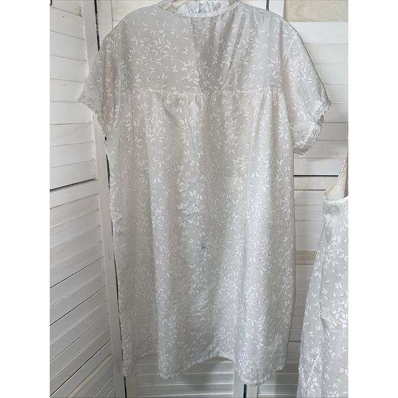 VTG 2 Piece Night Gown Robe Duster Dressing Gown Lace Cotton Cottage Set Sz XL - Picture 11 of 12